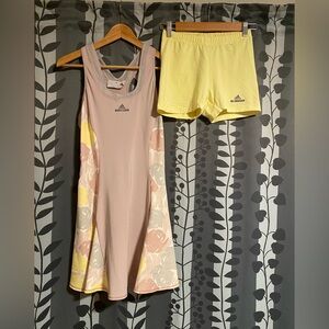 Adidas Stella McCartney Women's Pastel Pink and Yellow Tennis Dress with Shorts